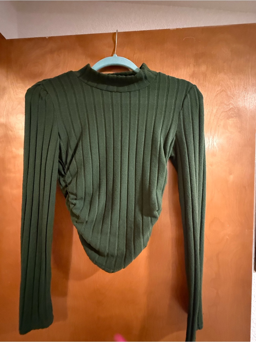SHEIN Dark Green Ribbed Long-Sleeve Mock Neck Top NWOT never worn